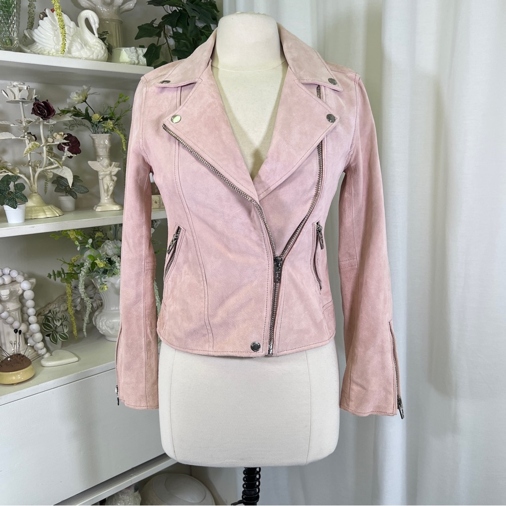 Blank NYC Pink Leather Moto Jacket